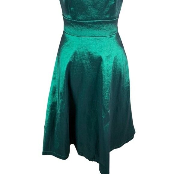 ModCloth‎ Emerald Green Fit And Flare Party Dress Sleeveless Back Zipper Size 2 - Picture 4 of 9